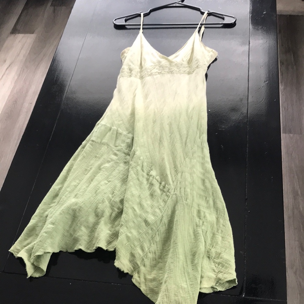Simons Light Green Asymmetrical Slip Dress